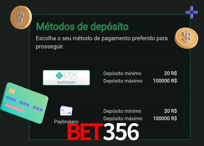 O cassino bet356 oferece uma grande variedade de métodos de pagamento